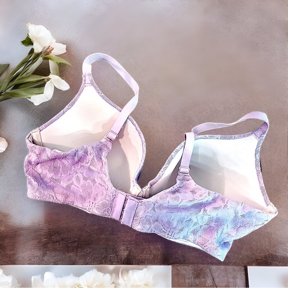 Nobo Bra 34DD: Purple Lace Padded Underwire Adjustable Clasp Back - Picture 2 of 5